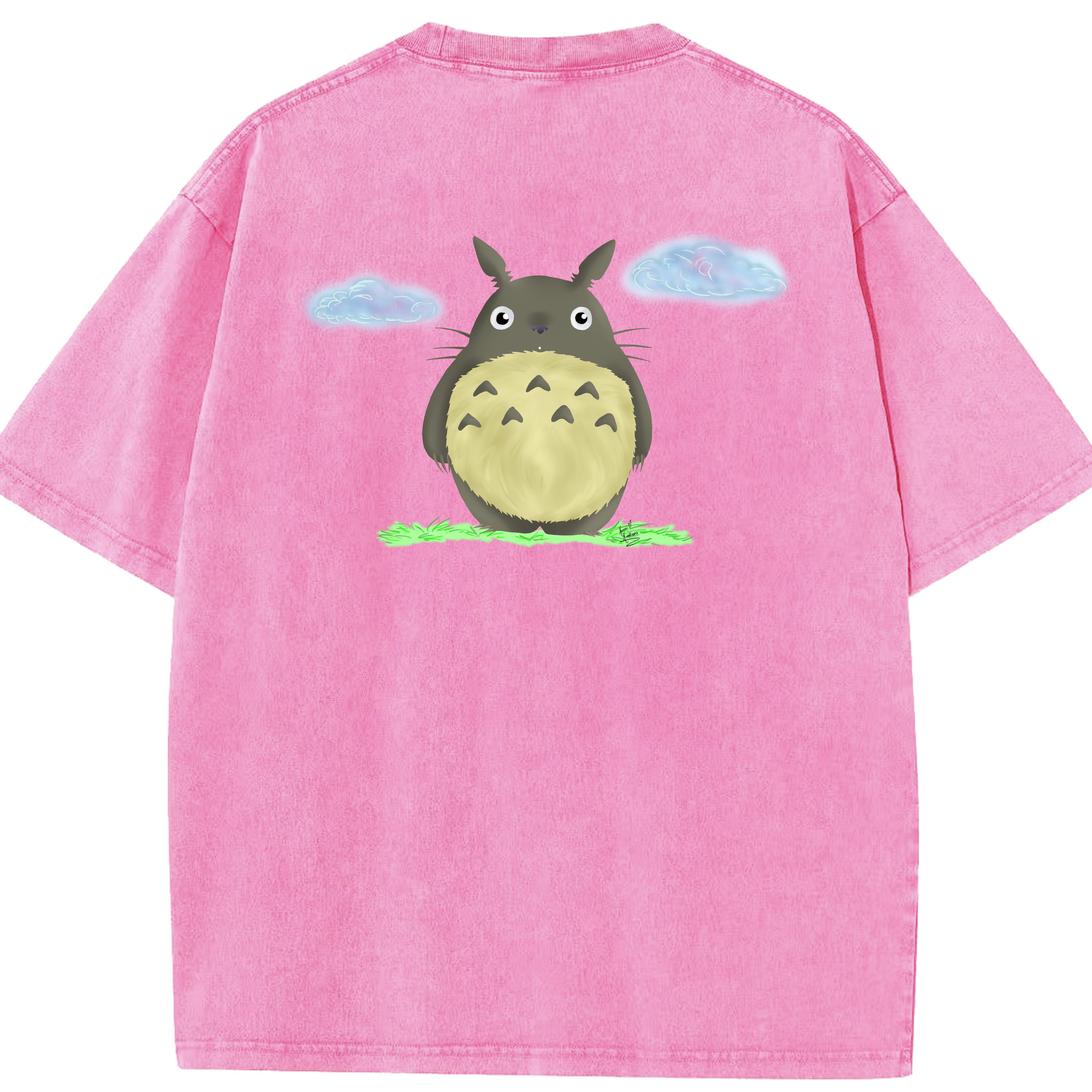（画像用） となりのトトロ 草壁メイ 草壁サツキ My Neighbor Totoro Satsuki Kusakabe Mei Kusakabe 綿100% ヴィンテージ風 半袖Tシャツ（背面プリント）